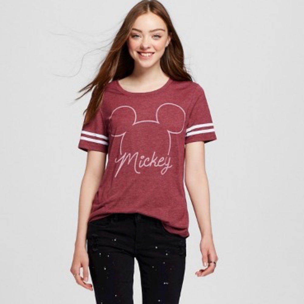 NWOT Womens Disney® Mickey Mouse Graphic T-Shirt Burgundy, Small
